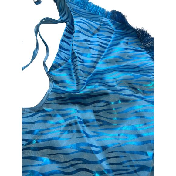 Mini Christmas Tree Skirt 18” and Matching Bow Blue Zebra Print - Picture 2 of 3